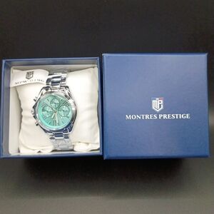 Silver and Teal Men's Watch